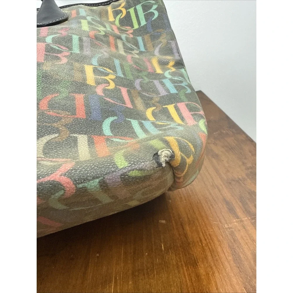 Dooney & Bourke Cindy Rainbow Signature DB Coated Canvas Tote Purse Bag